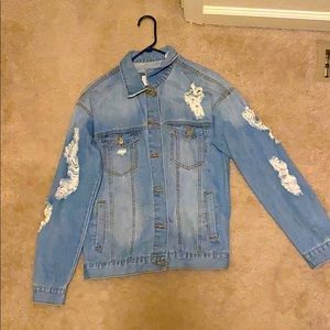 Denim ripped jean jacket